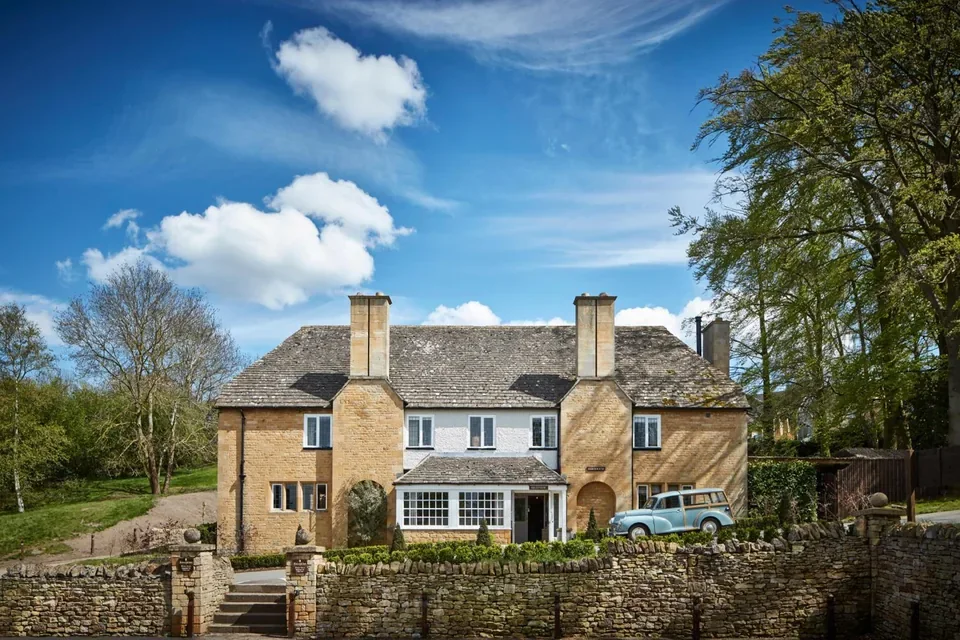 The Fish Hotel hillside hut with private deck hot tub in the Cotswolds
